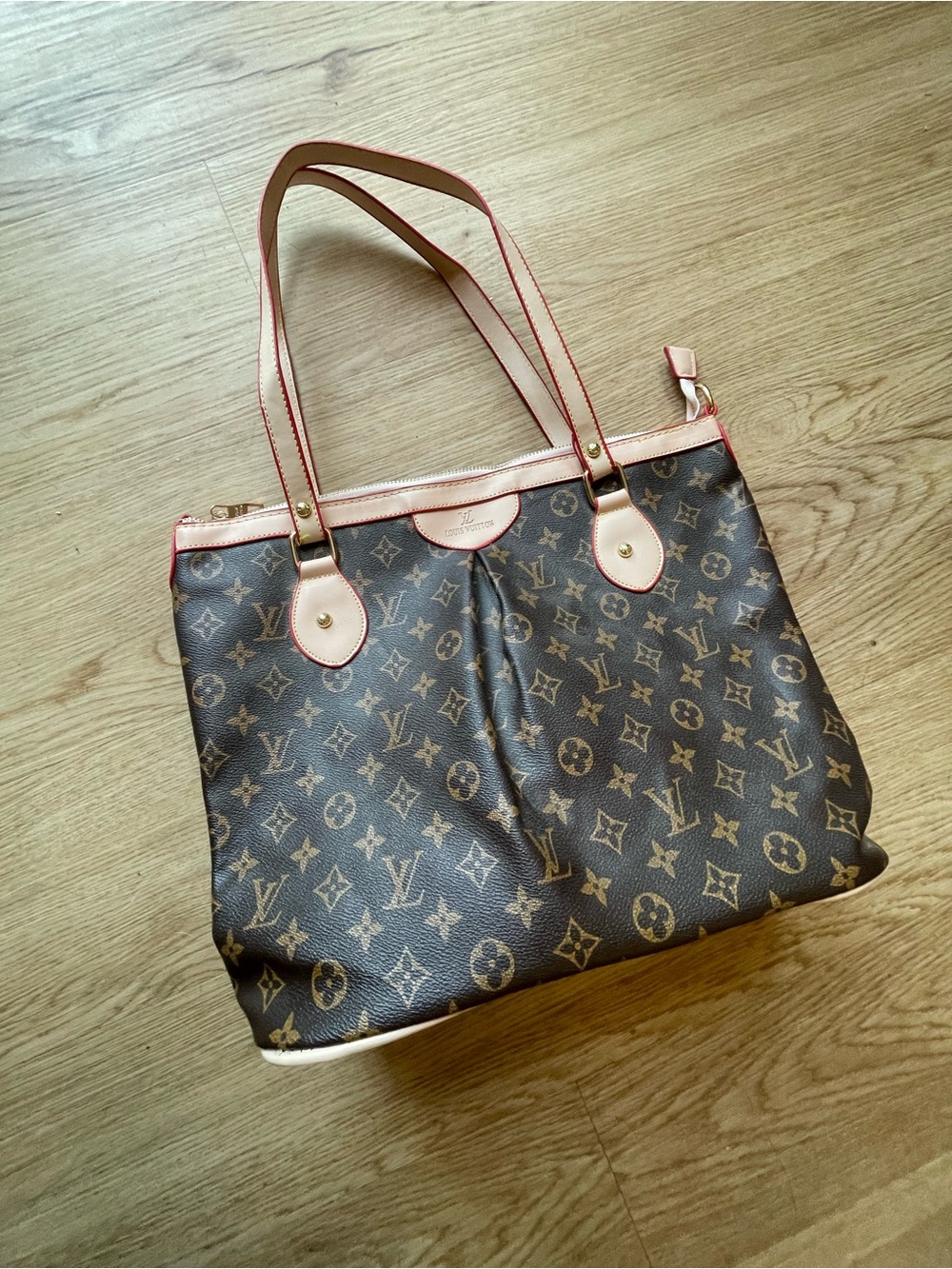Louis Vuitton Monogram Shoulder Bag in Brown with Pink Trim